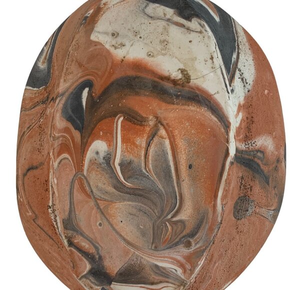 Handcrafted Terracotta Marble Swirl Hat Sculpture Trinket Planter Texas Camanche - Picture 4 of 10